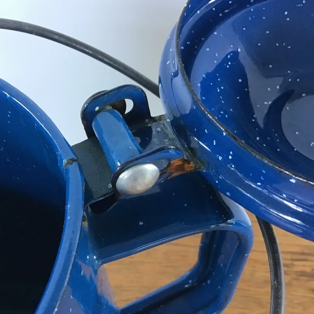 Vintage Blue Speckled Enamel Coffee Pot Kettle Camping Rustic Farmhouse